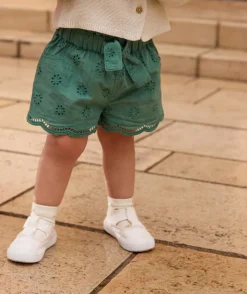 Short bébé fille broderie vert