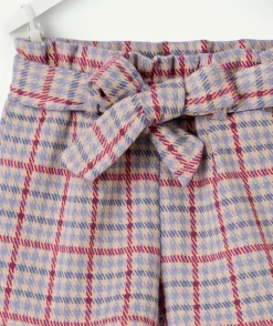 Short bébé fille à carreaux avec ceinture