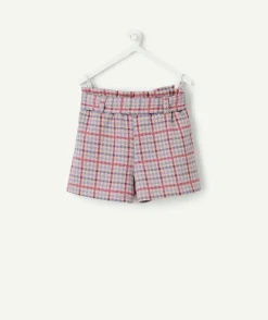 Short bébé fille à carreaux avec ceinture