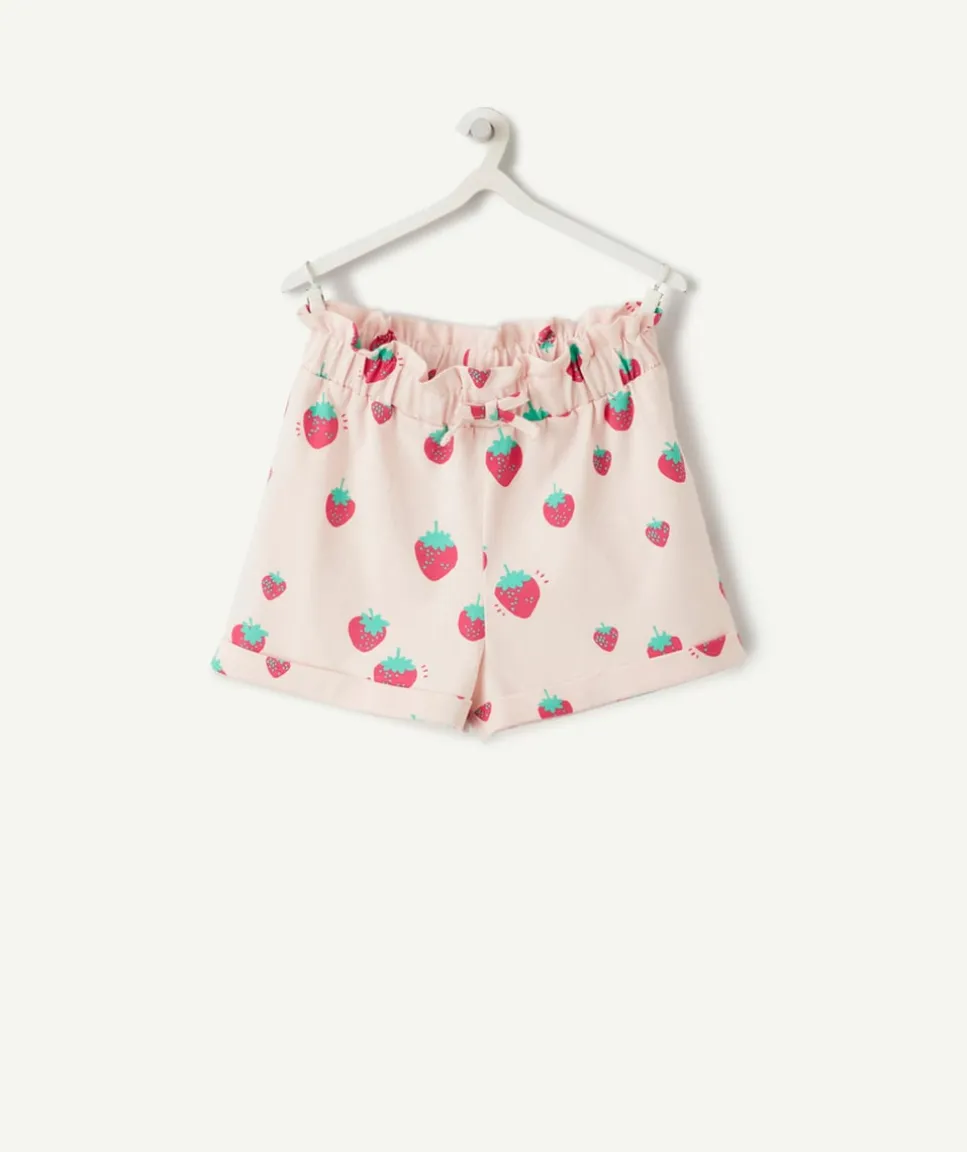 Short bébé fille en coton biologique rose imprimé fraises