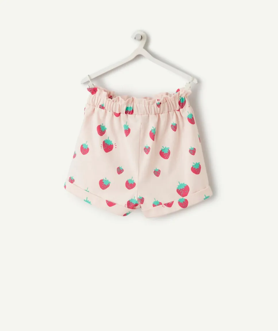Short bébé fille en coton biologique rose imprimé fraises