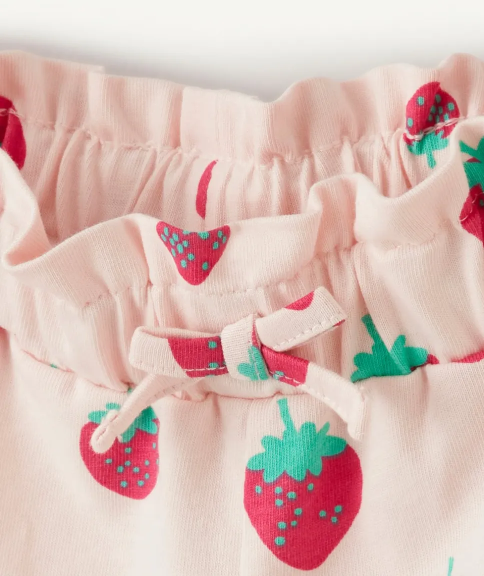 Short bébé fille en coton biologique rose imprimé fraises