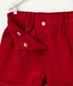 Short bébé fille en velours rouge
