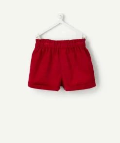 Short bébé fille en velours rouge