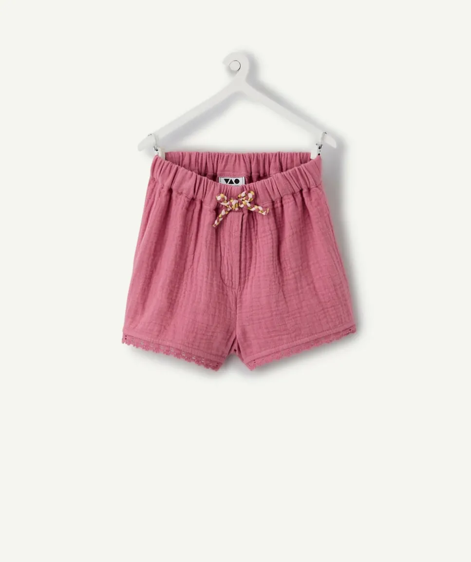 Short bébé fille gaze de coton rose