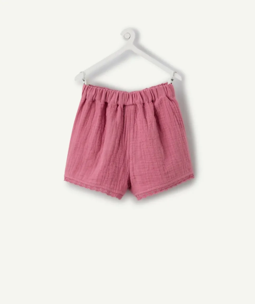Short bébé fille gaze de coton rose