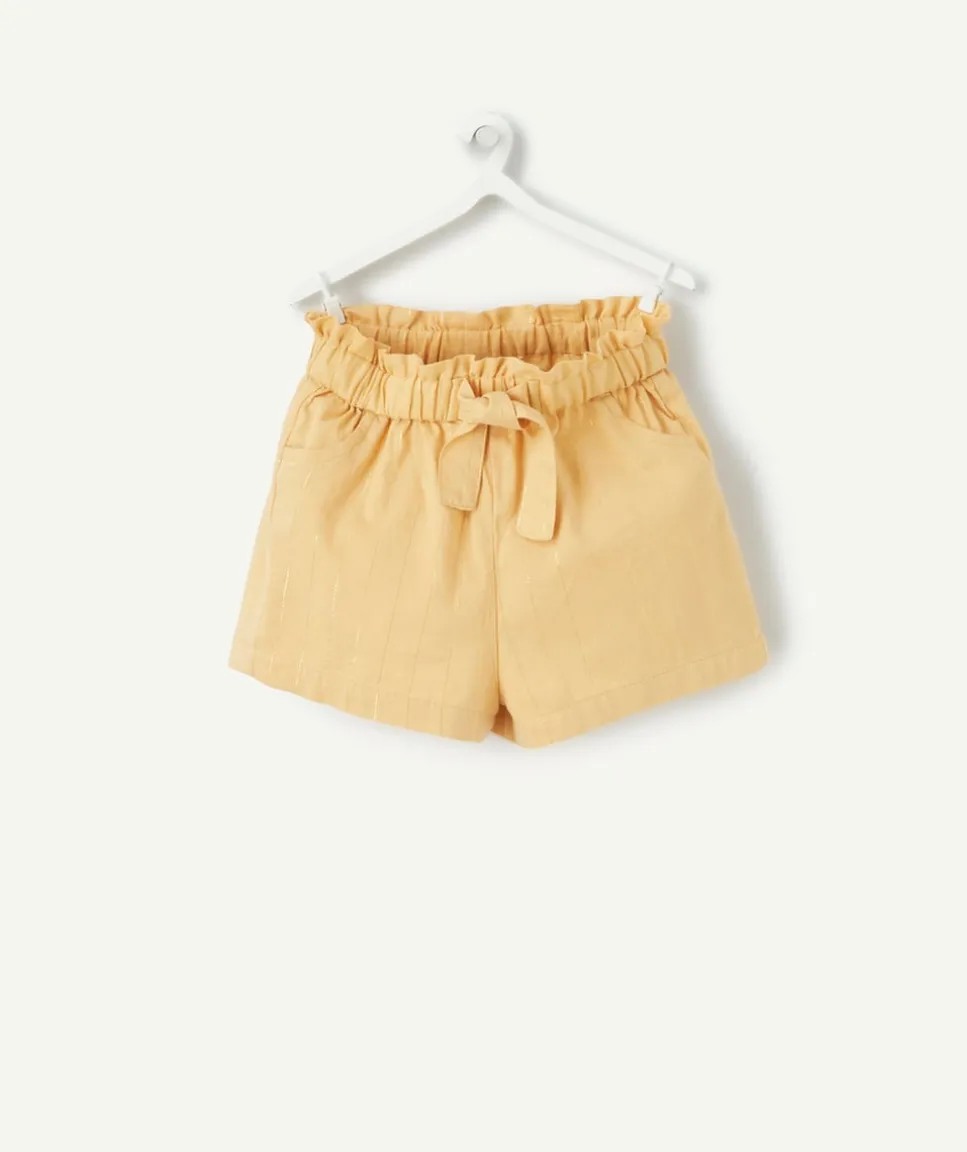 Short bébé fille jaune avec liserés couleur dorée