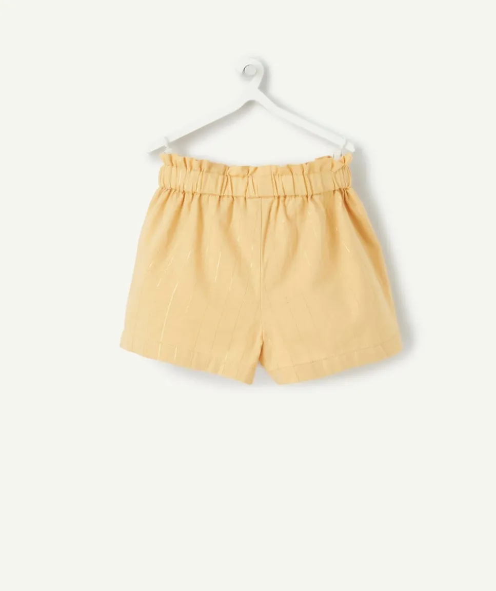 Short bébé fille jaune avec liserés couleur dorée