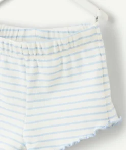 Short bébé fille rayé blanc et bleu