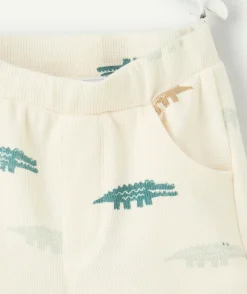 Short bébé garçon écru imprimé crocodiles