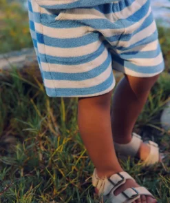 Short bébé garçon rayé bleu et blanc