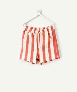 Short bébé garçon rayé orange et blanc