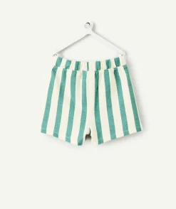 Short bébé garçon rayé vert et blanc