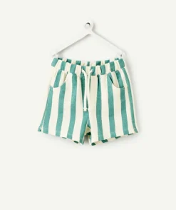 Short bébé garçon rayé vert et blanc