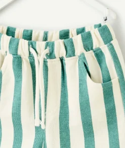 Short bébé garçon rayé vert et blanc