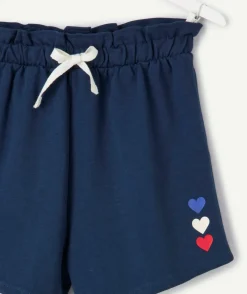 Short bleu fille imprimé cœurs coupe du monde france
