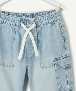 Short cargo garçon en denim délavé