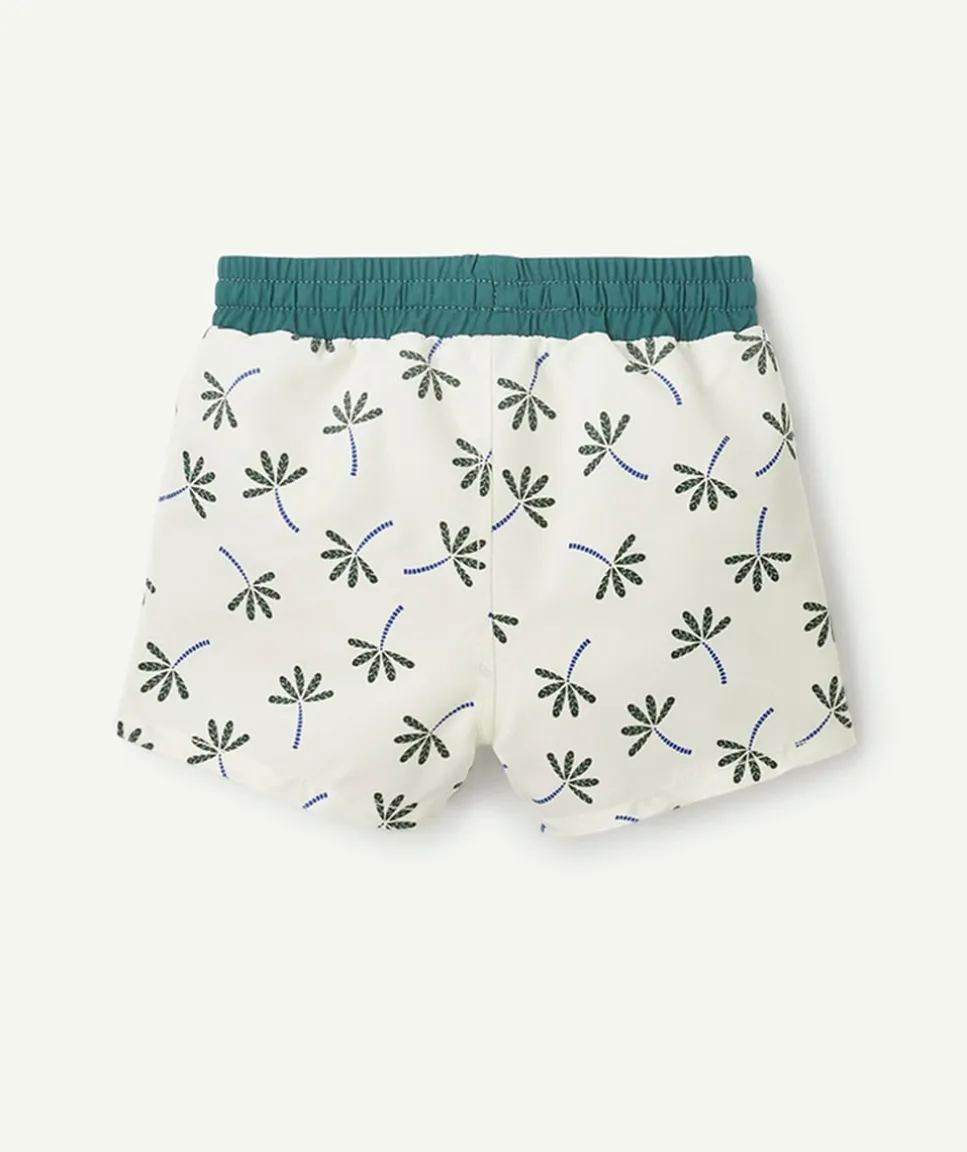 Short de bain bébé garçon blanc imprimé palmier