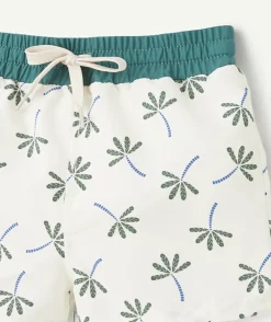 Short de bain bébé garçon blanc imprimé palmier