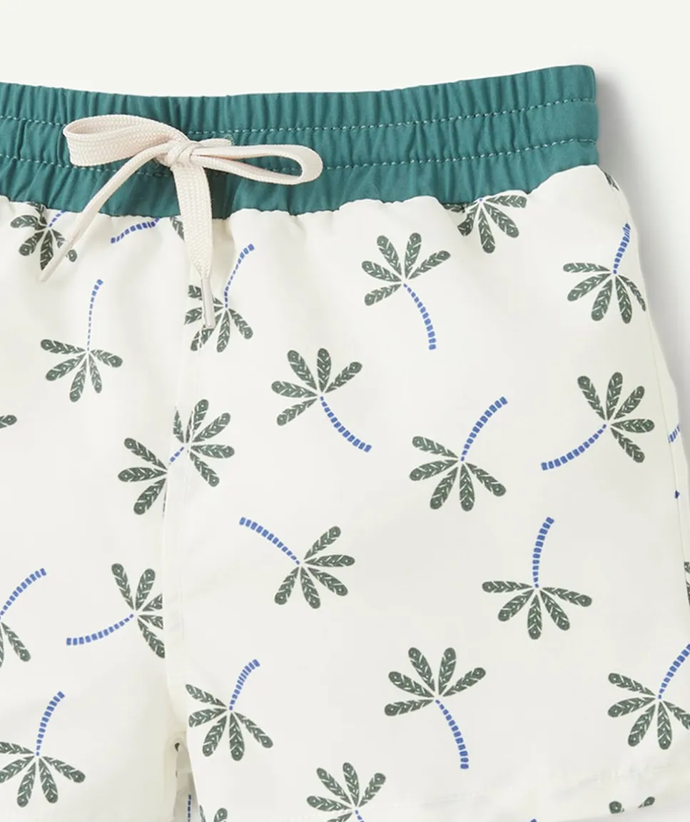 Short de bain bébé garçon blanc imprimé palmier