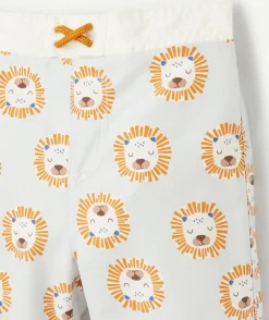 Short de bain bébé garçon bleu avec imprimé lion