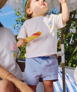 Short de bain bébé garçon rayé brodé