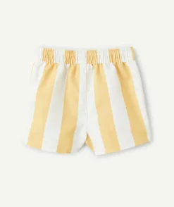 Short de bain bébé garçon rayé jaune et blanc