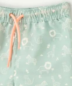 Short de bain bébé garçon vert motifs animaux