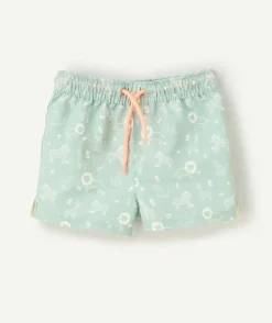 Short de bain bébé garçon vert motifs animaux