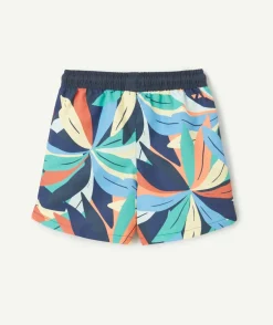 Short de bain garçon en fibres recyclées imprimé coloré
