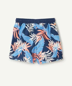 Short de bain garçon en fibres recyclé imprimé feuilles