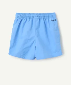 Short de bain garçon en fibres recyclées bleu à rayures