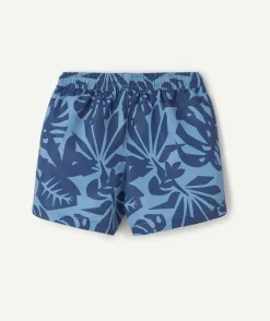 Short de bain garçon imprimé feuillage bleu