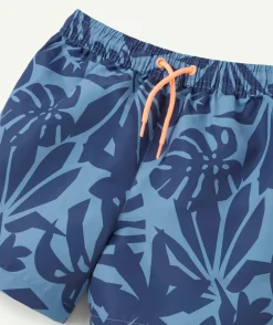 Short de bain garçon imprimé feuillage bleu