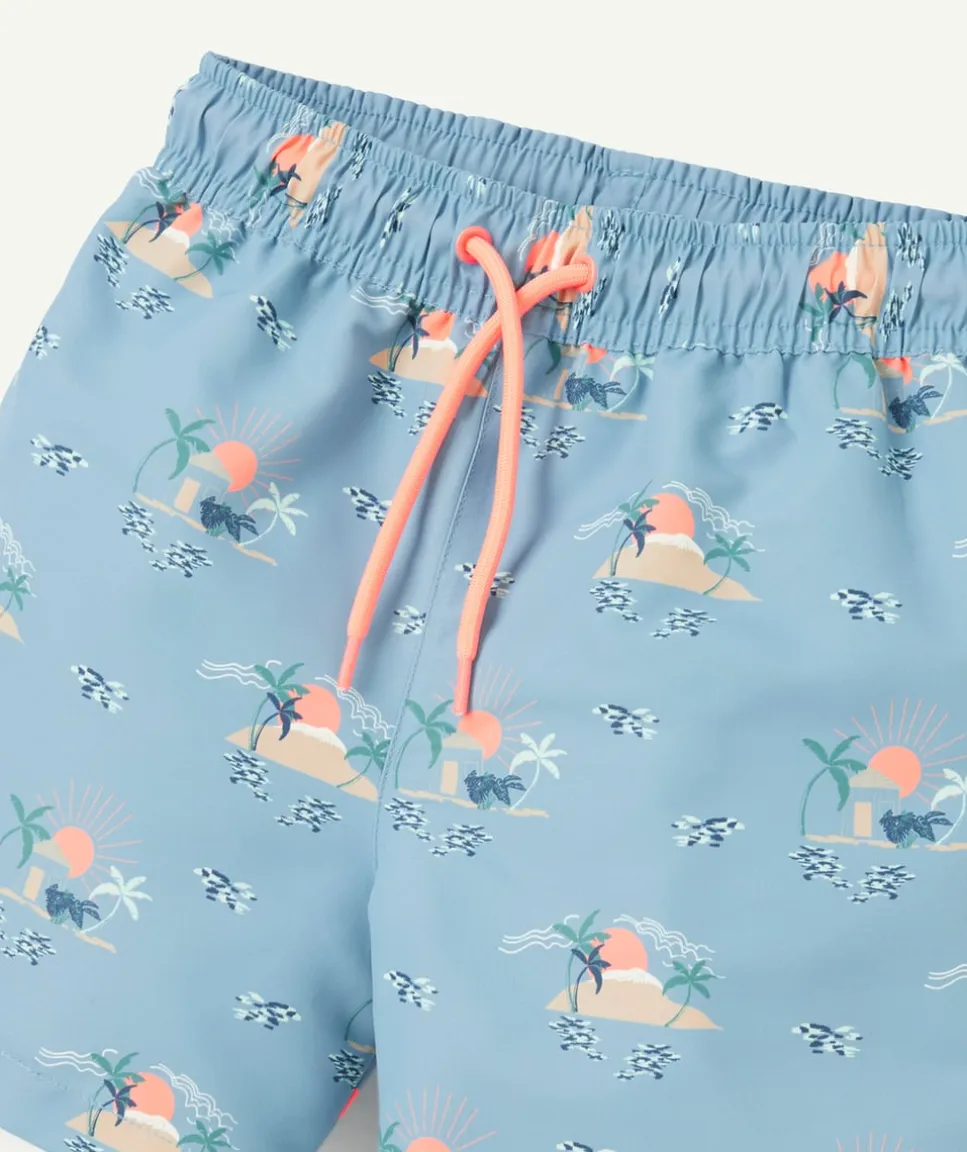 Short de bain garçon imprimé îles tropicales