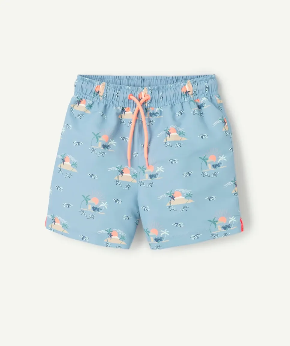 Short de bain garçon imprimé îles tropicales