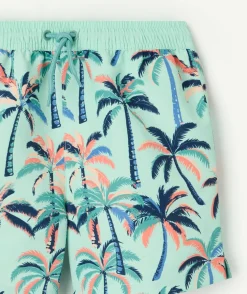Short de bain garçon imprimé palmiers vert