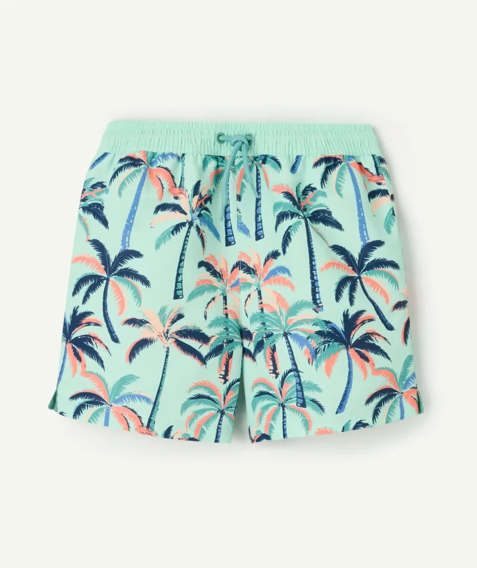 Short de bain garçon imprimé palmiers vert