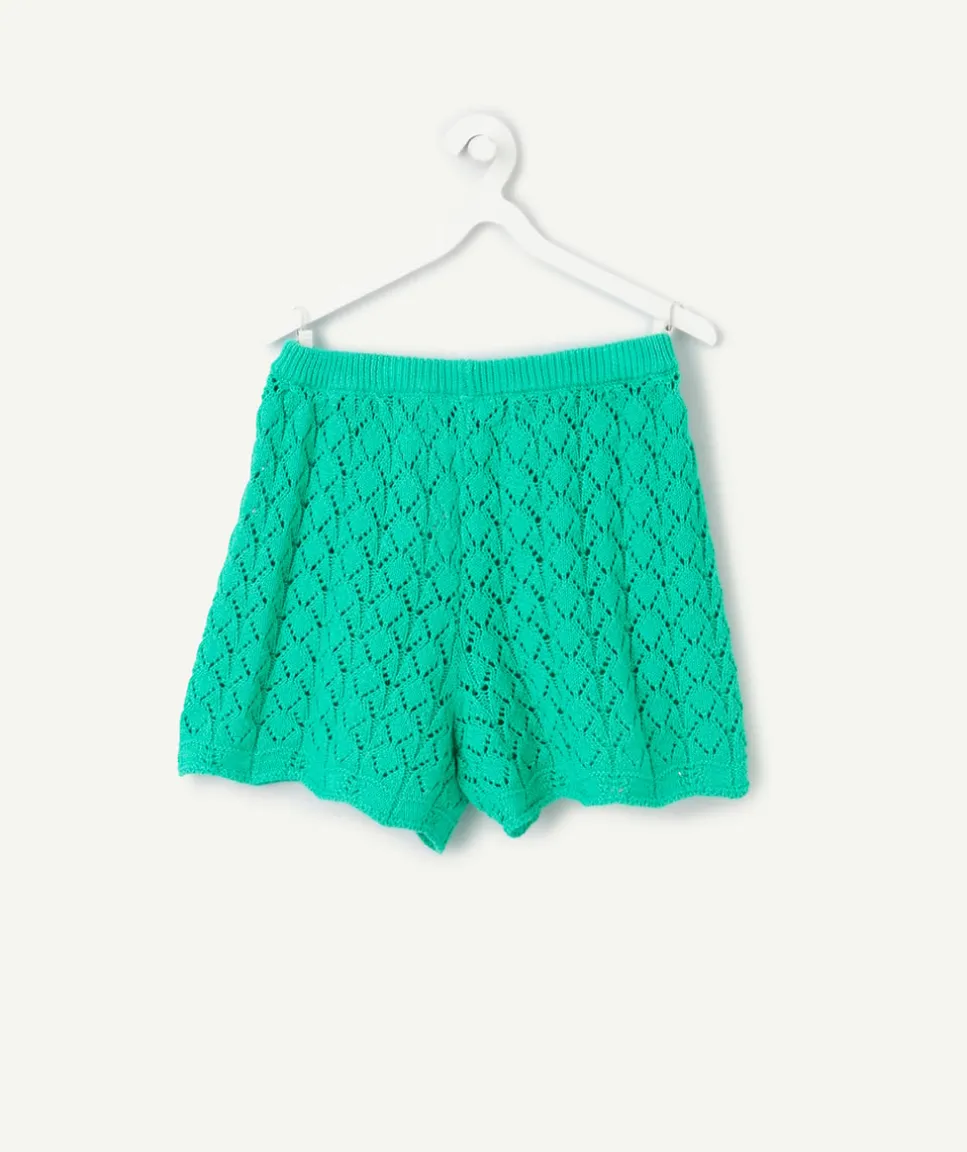 Short en crochet vert fille
