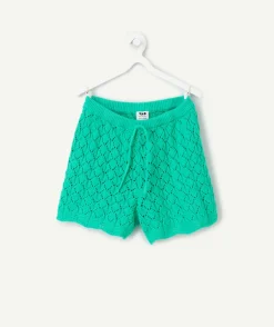 Short en crochet vert fille