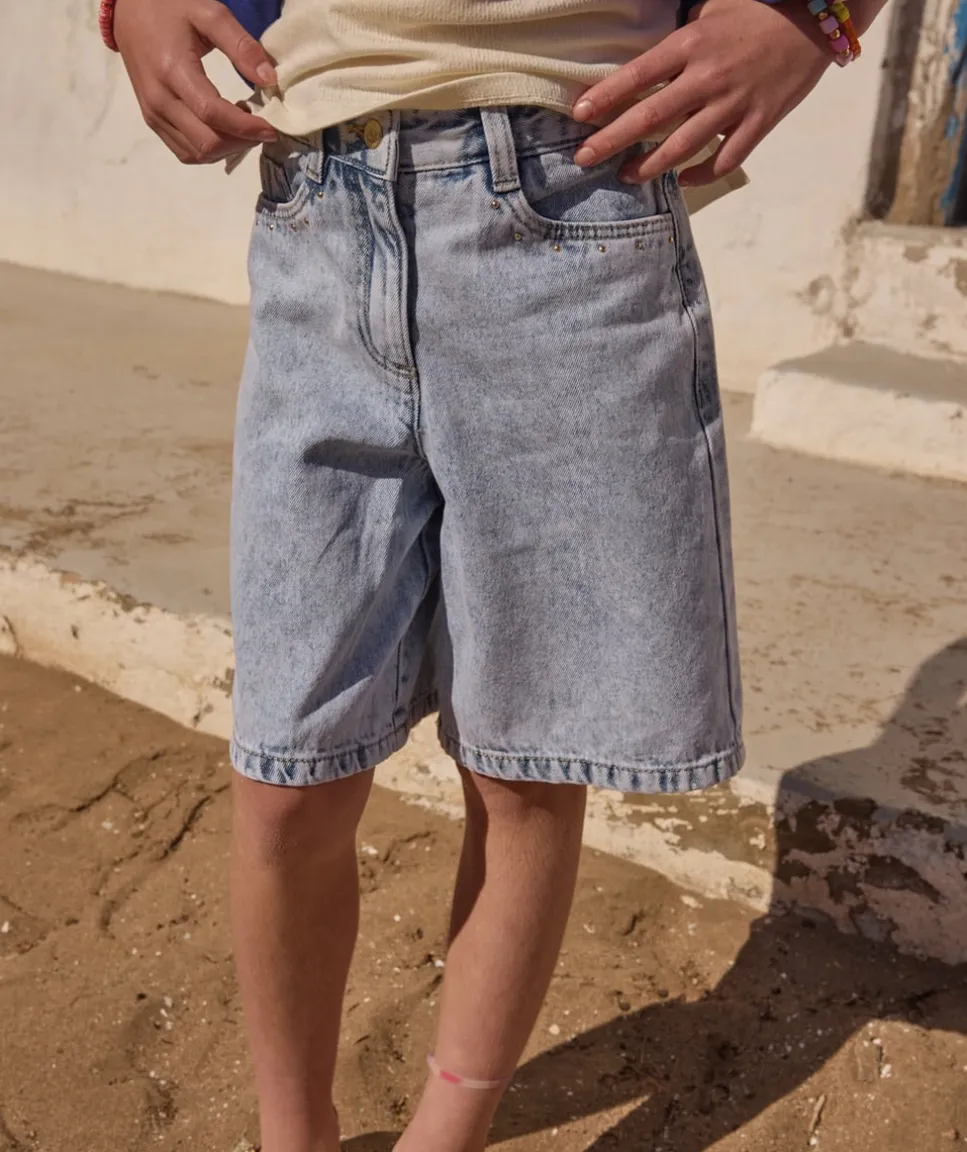 Short en jean large fille