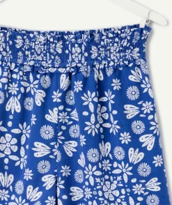Short fille bleu imprimé floral