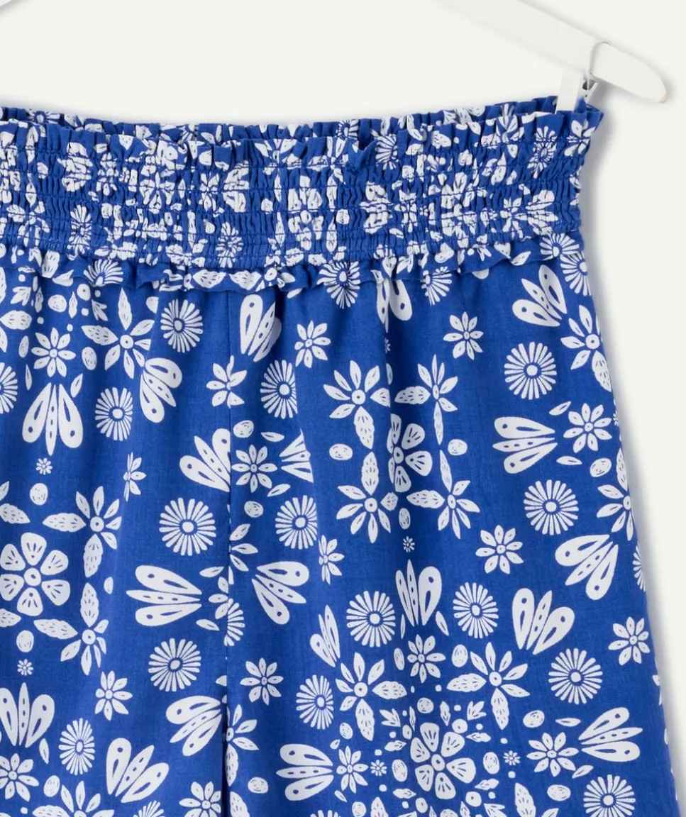 Short fille bleu imprimé floral