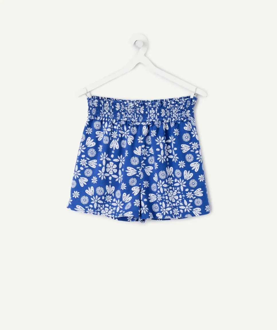 Short fille bleu imprimé floral