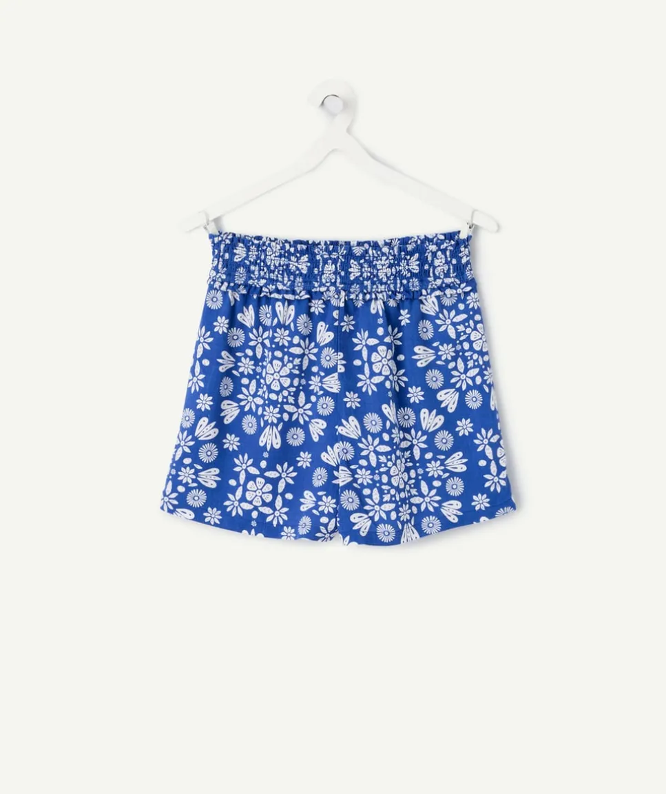 Short fille bleu imprimé floral