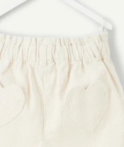 Short fille coton blanc détails cœur