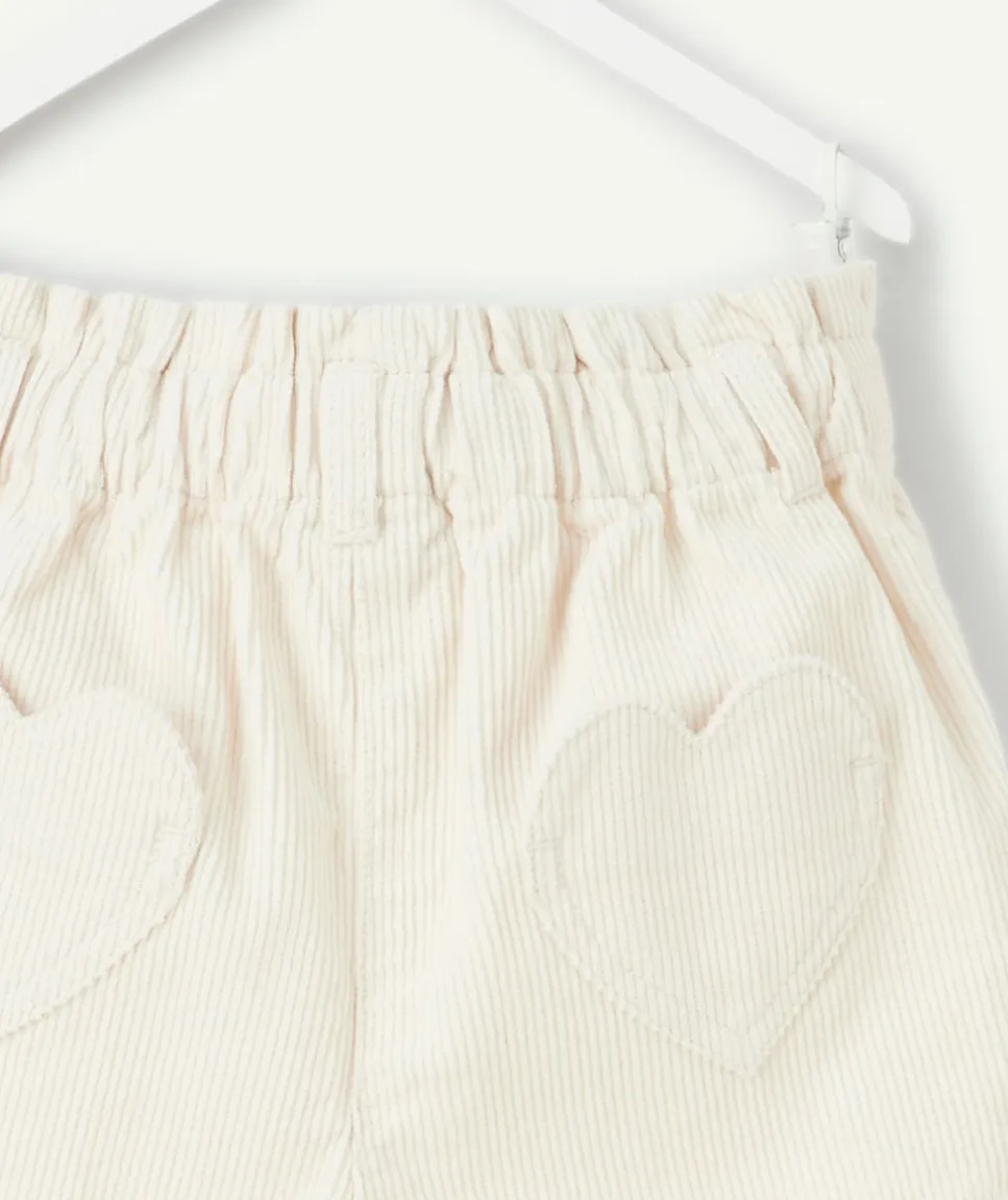 Short fille coton blanc détails cœur