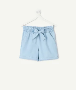 Short fille denim avec noeud