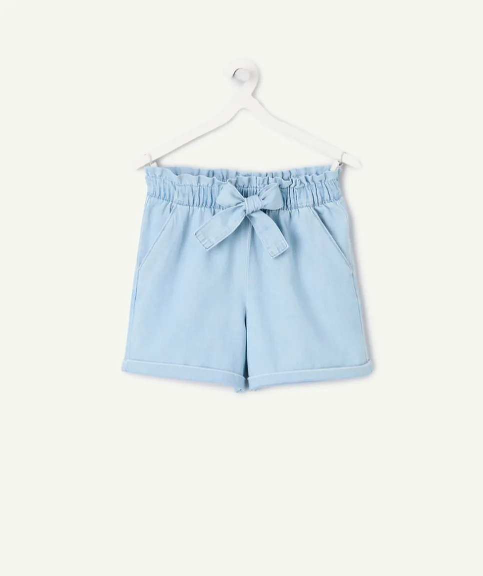 Short fille denim avec noeud