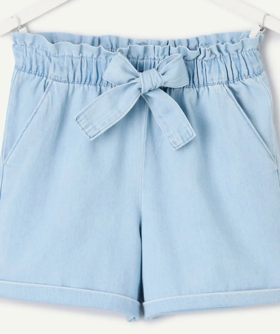 Short fille denim avec noeud